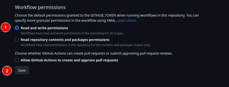 Gh actions permissions 2