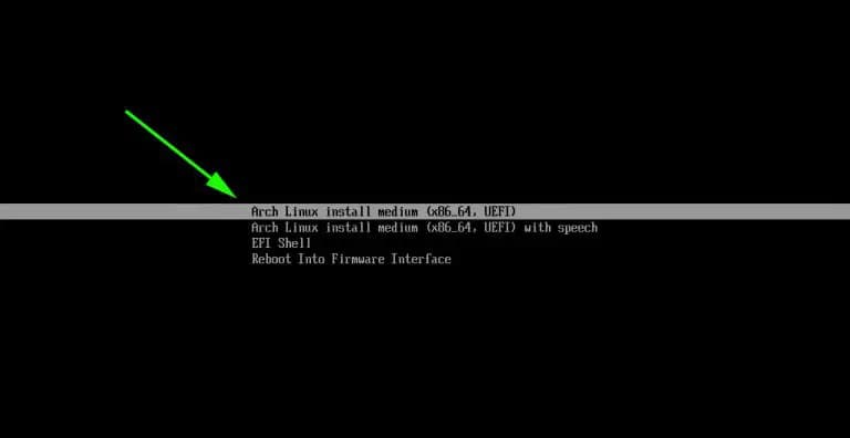 Boot Arch install