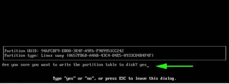 Write changes? yes