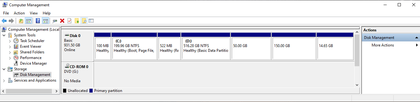 Windows disk managements